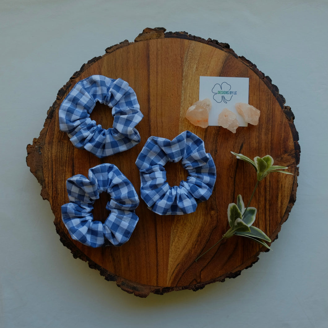 Blue Gingham Scrunchie