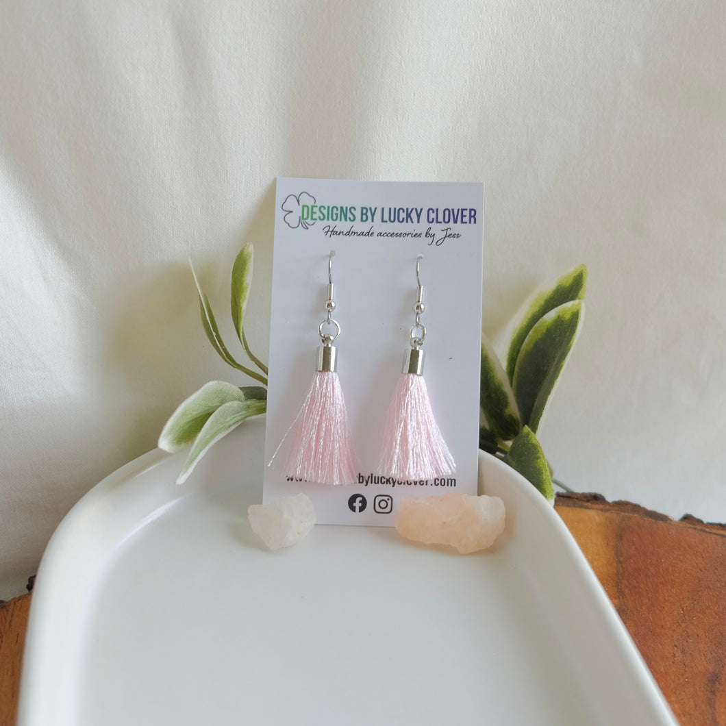 Pink Tassel Dangle Earrings