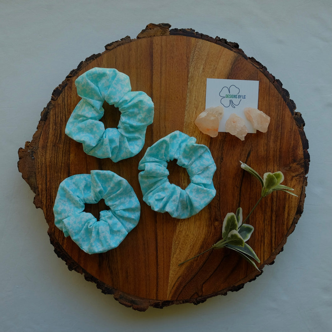 Turquoise with White Fleck Scrunchie