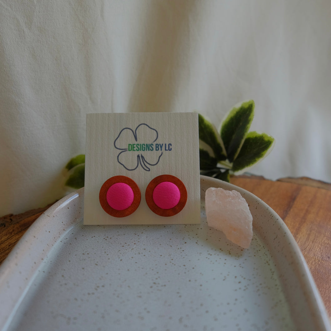 15mm Pink Wooden Earrings