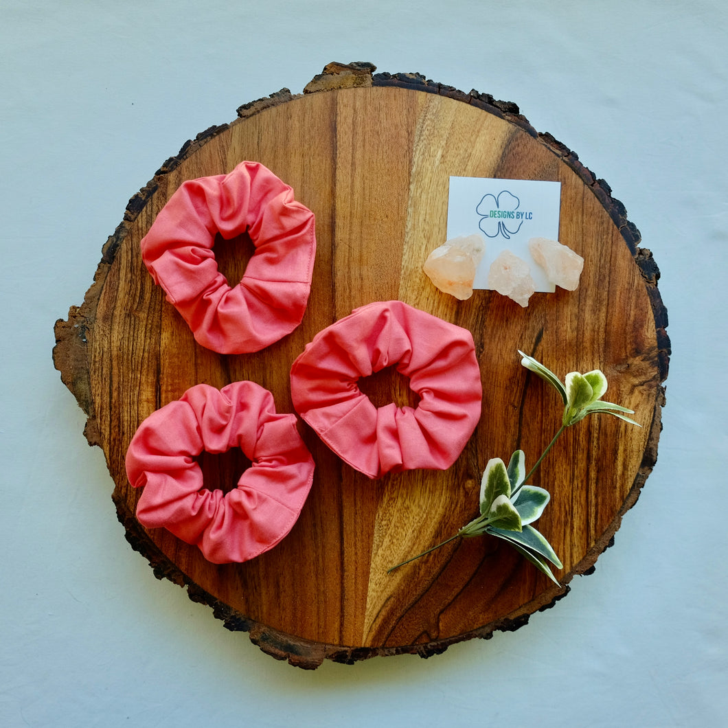 Plain Coral Scrunchie