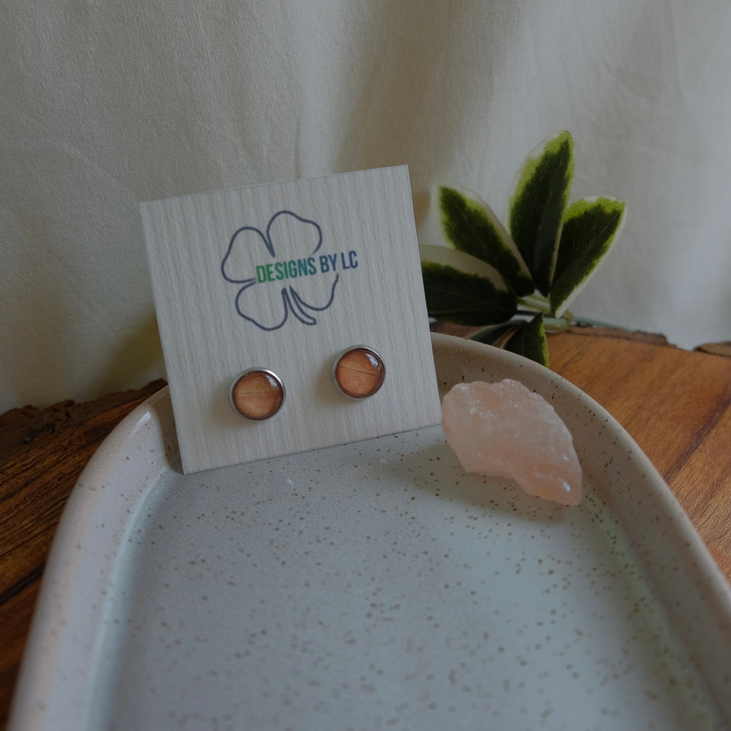 Wood Glass Bezel Earrings