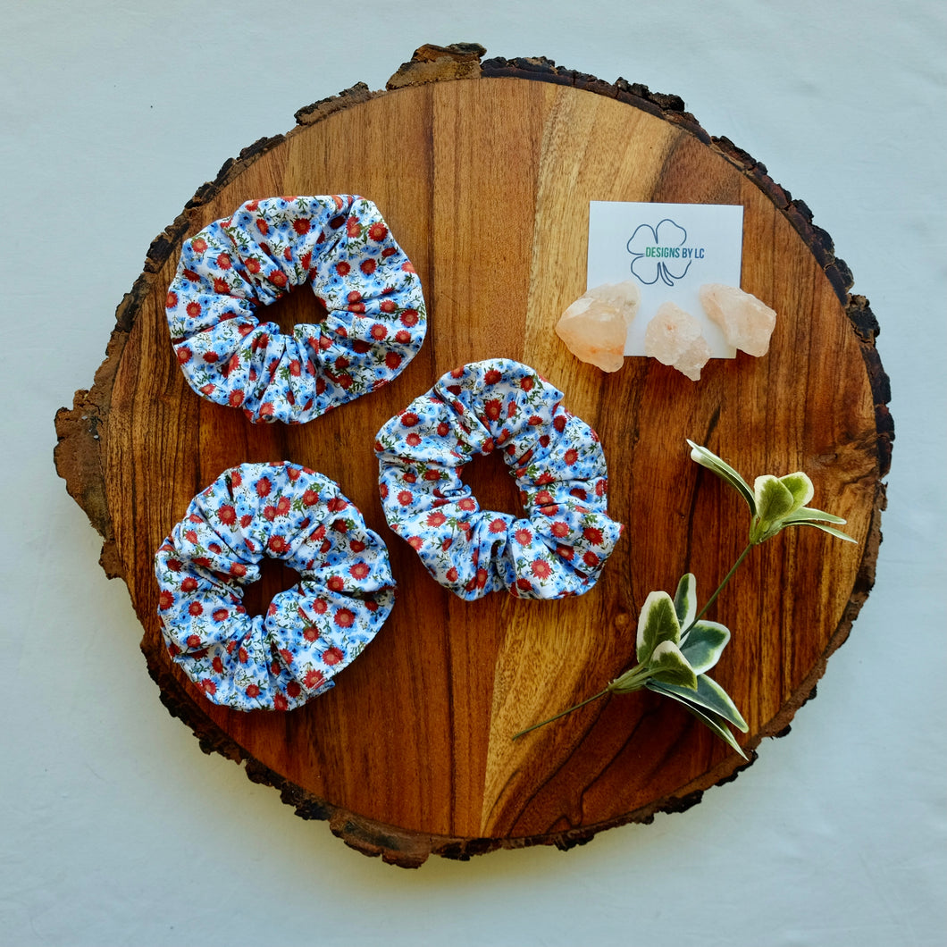 Small Red Flower Scrunchie