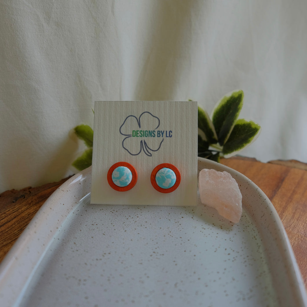 12mm Turquoise with White Fleck Wooden Earrings