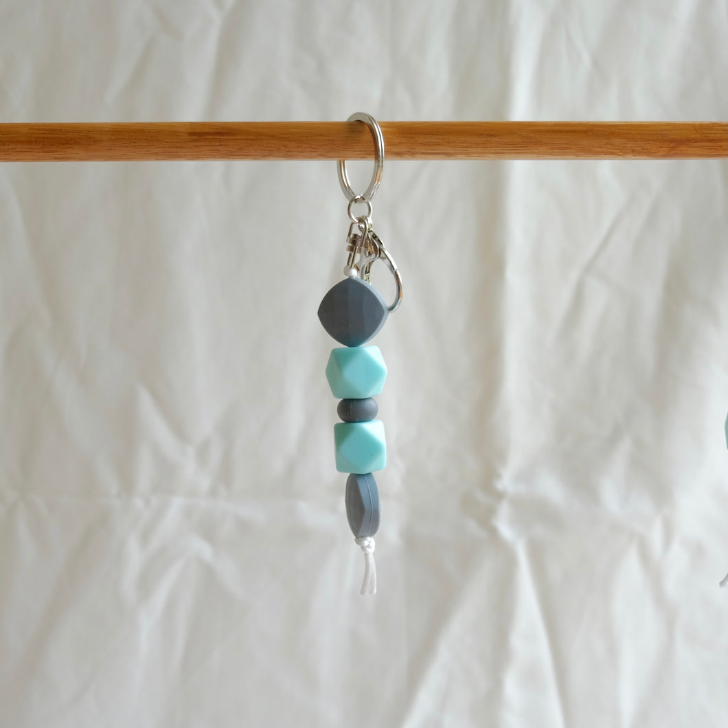 Grey & Turquoise Keyring